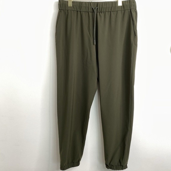 MM Lafleur Delaney Joggers Pants Pull On Drawstring Tapered Olive Green Size L - Picture 1 of 12